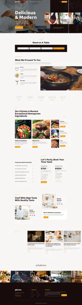 现代美食餐厅 - 旅游酒店服务 Elementor外贸独立站模板完整页面预览