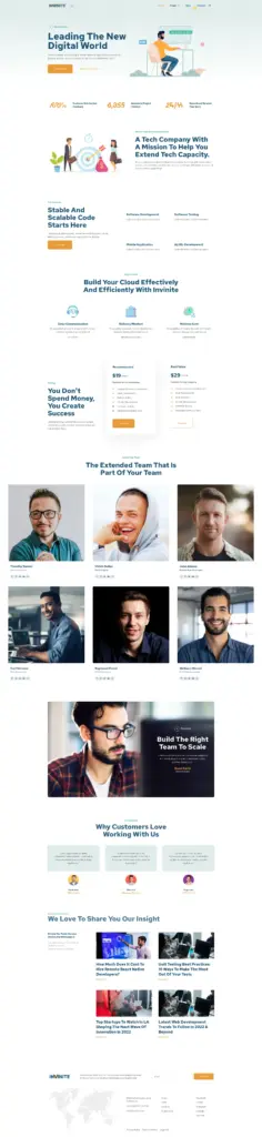 现代科技企业展示 - 软件与信息服务 Elementor外贸独立站模板完整页面预览