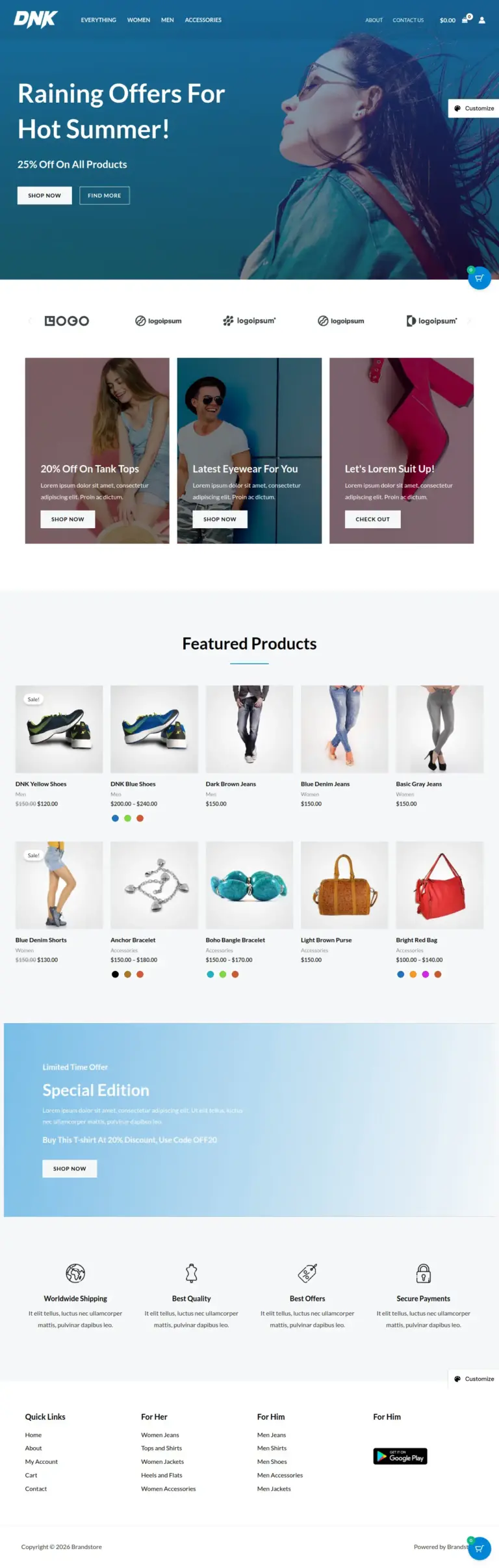 时尚潮流精品 - 服装服饰 Elementor外贸独立站模板完整页面预览