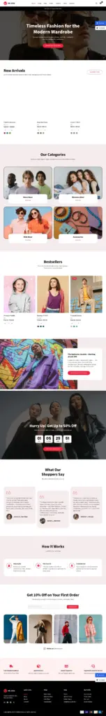 潮流风尚服饰 - 服装服饰 Elementor外贸独立站模板完整页面预览