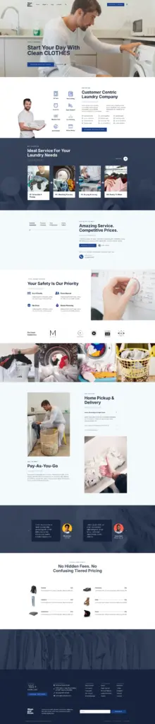 专业洗衣服务 - 商务服务 Elementor外贸独立站模板完整页面预览
