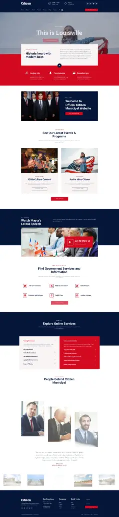 城市政务公共服务 - WordPress Elementor外贸独立站模板完整页面预览