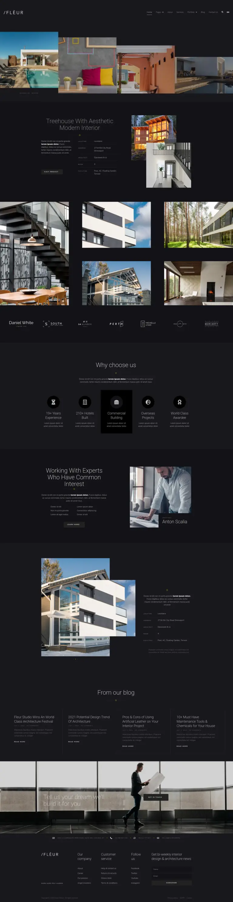 沉稳现代建筑设计展示 - 工程与技术服务 Elementor外贸独立站模板完整页面预览