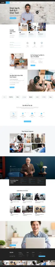 现代企业科技展示 - 软件与信息服务 Elementor外贸独立站模板完整页面预览