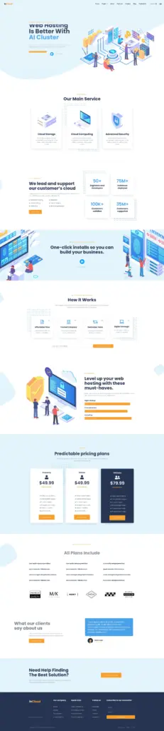 现代云服务企业站 - 软件与信息服务 Elementor外贸独立站模板完整页面预览