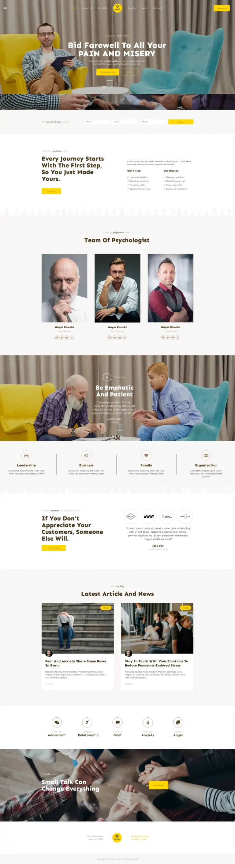 心理健康专业服务 - 医疗健康服务 Elementor外贸独立站模板完整页面预览