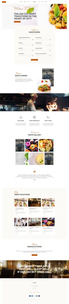 意式美食餐厅展示 - 旅游酒店服务 Elementor外贸独立站模板完整页面预览