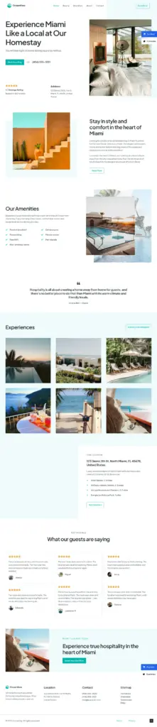 精品度假住宿 - 旅游酒店服务 Elementor外贸独立站模板完整页面预览