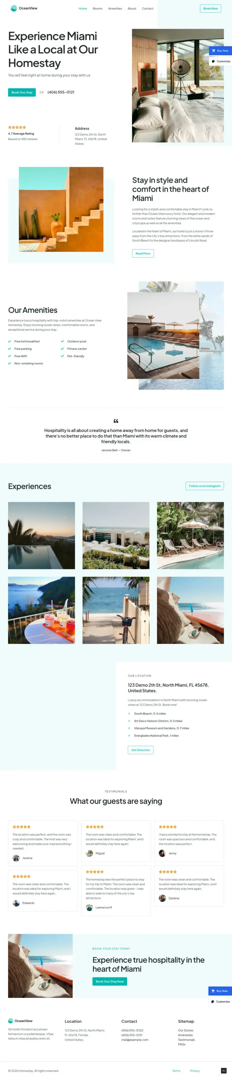 精品度假住宿 - 旅游酒店服务 Elementor外贸独立站模板完整页面预览