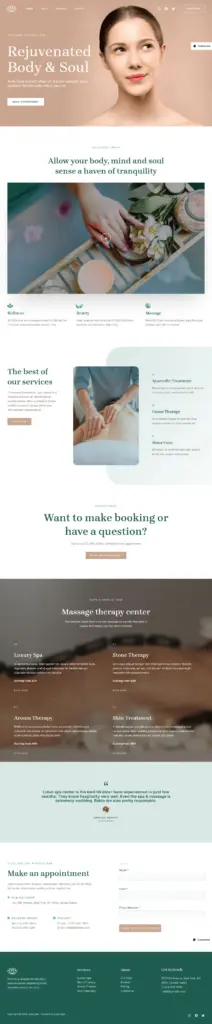 自然疗愈SPA - 医疗健康服务 Elementor外贸独立站模板完整页面预览