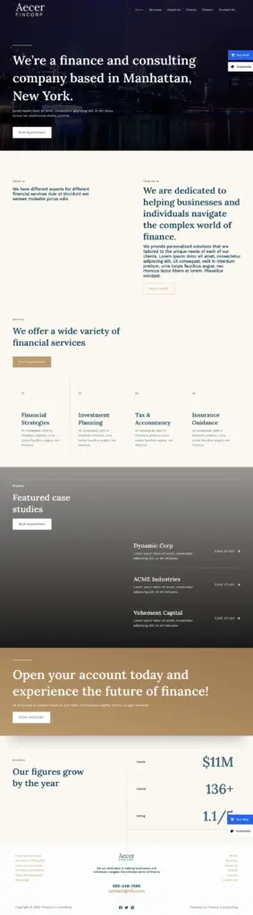 金融咨询商务 - 商务服务 Elementor外贸独立站模板完整页面预览