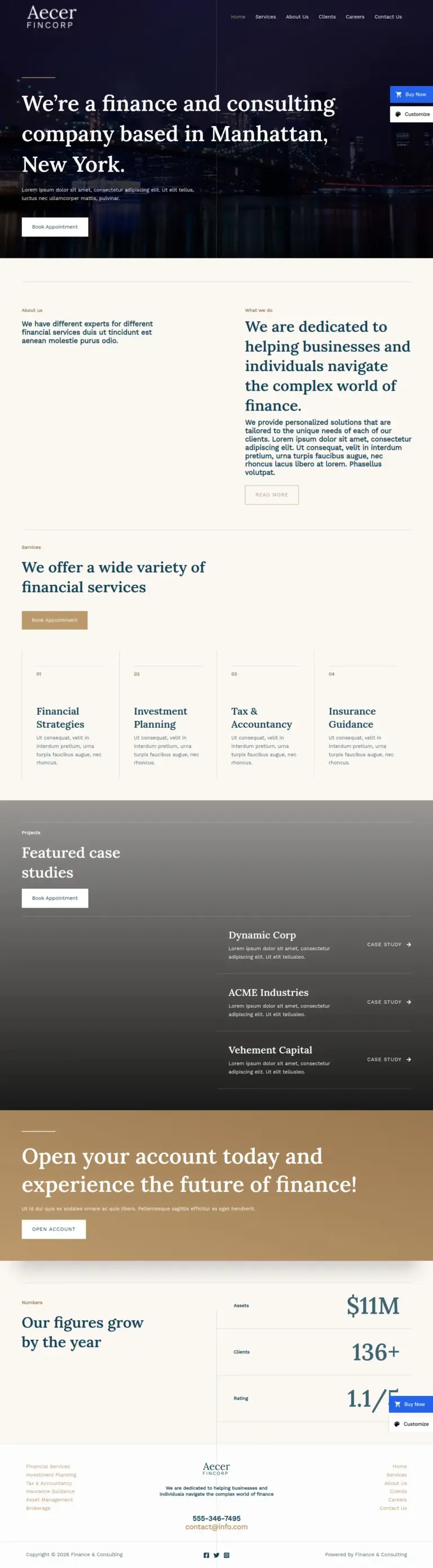 金融咨询商务 - 商务服务 Elementor外贸独立站模板完整页面预览