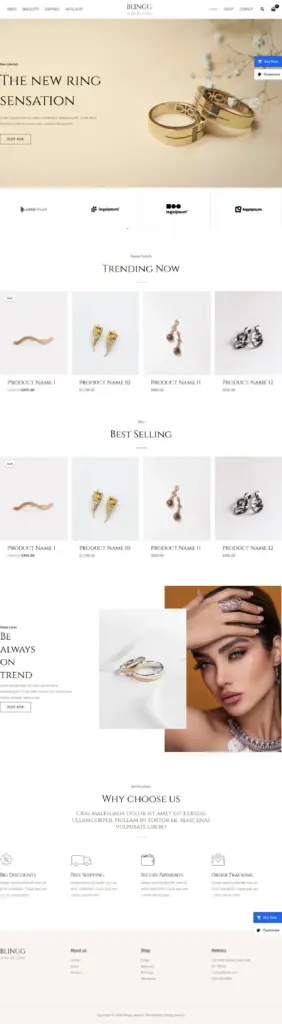 典雅轻奢商品展示 - 珠宝饰品 Elementor外贸独立站模板完整页面预览