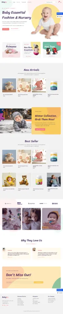 温馨亲子母婴主题 - 母婴用品 Elementor外贸独立站模板完整页面预览