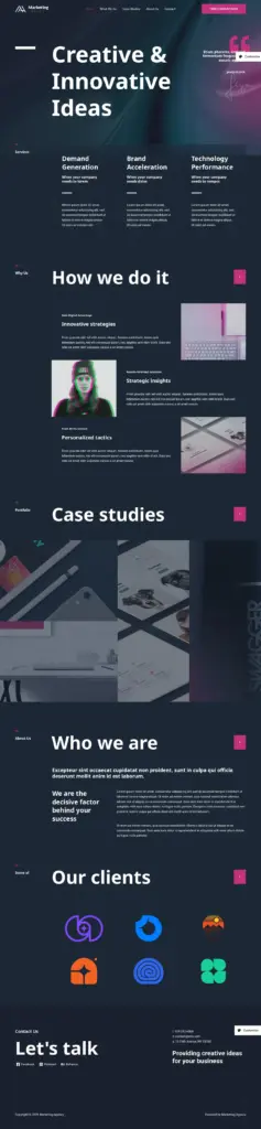数字营销创新官网 - 商务服务 Elementor外贸独立站模板完整页面预览