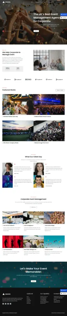 企业活动管理平台 - 文化创意服务 Elementor外贸独立站模板完整页面预览
