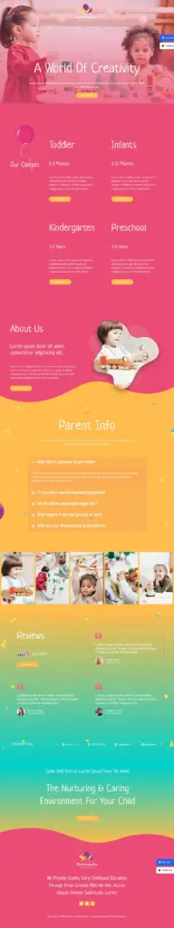 活力童趣幼教中心 - 文化创意服务 Elementor外贸独立站模板完整页面预览