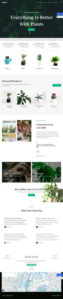 清新自然植物生活馆 - 家居园艺 Elementor外贸独立站模板完整页面预览